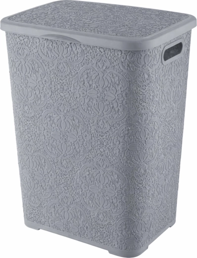 Pesukorv määrdunud pesu jaoks 60 l, plastikust heleda kaanega
