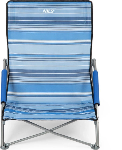 NILS Camp Folding Beach Chair, blue–white