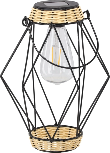 Päikesetoitel metallist latern must 22 cm LED-valgustiga