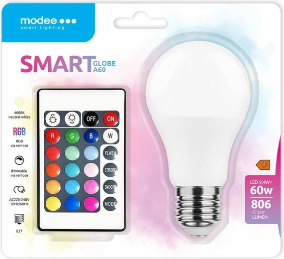 Modee LED nutikas pirn A60 9,4 W E27 RGB-W 806 lm kaugjuhtimisega