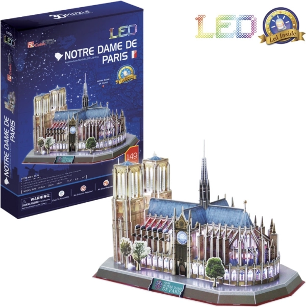 Valgustusega 3D pusle Notre-Dame’i katedraal 149 tükki