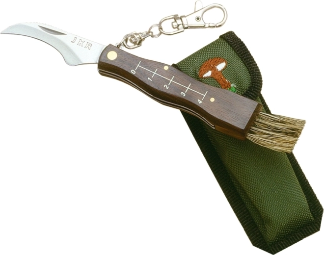 JOKER folding mushroom knife 5.5 cm with wooden handle and nylon sheath