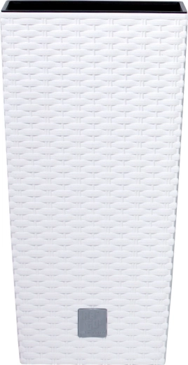 Valge rotangist lillepott ruudukujulise sisuga 17 × 17 × 32,4 cm