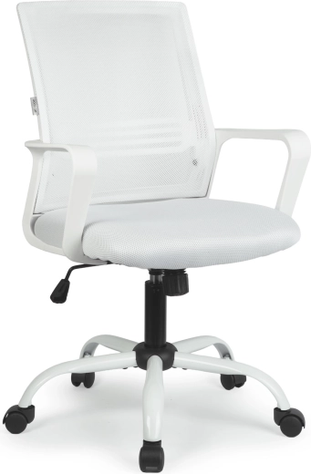 Office swivel chair with fixed armrests – White