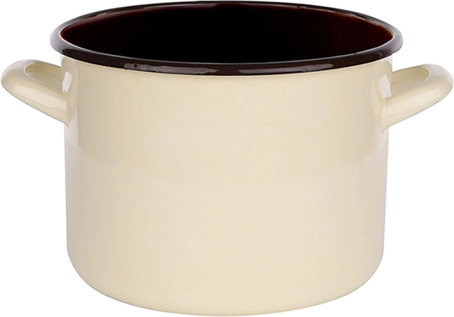 Enamel Pot Silesia 2.2 L 16 cm, cream with dark interior
