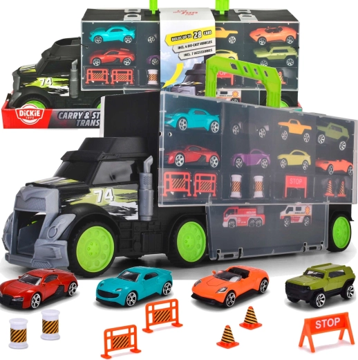 Dickie Toysi autotransportöör ja kohver autokeste ning liikluslisadega