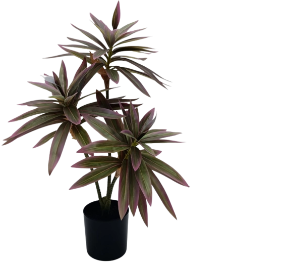 Roosa-roheline kunstbambus potis, 65 cm