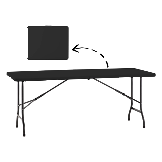 Kokkupandav matk- ja cateringi laud 180 × 70 × 74 cm, must