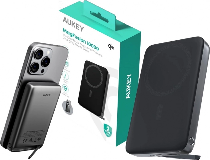 AUKEY MagFusion akupank 10000mAh 30W MagSafe’i ja Qi2 toega
