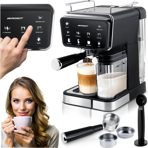 Kangiga espressomasin piimavahustajaga 20 bar BERDSEN BD-773 must