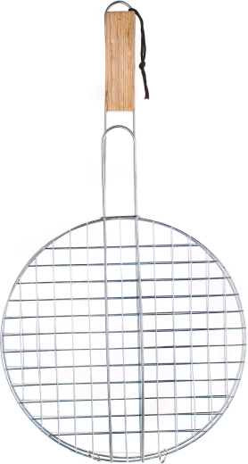 Ümmargune grillrest 30 cm puidust käepidemega
