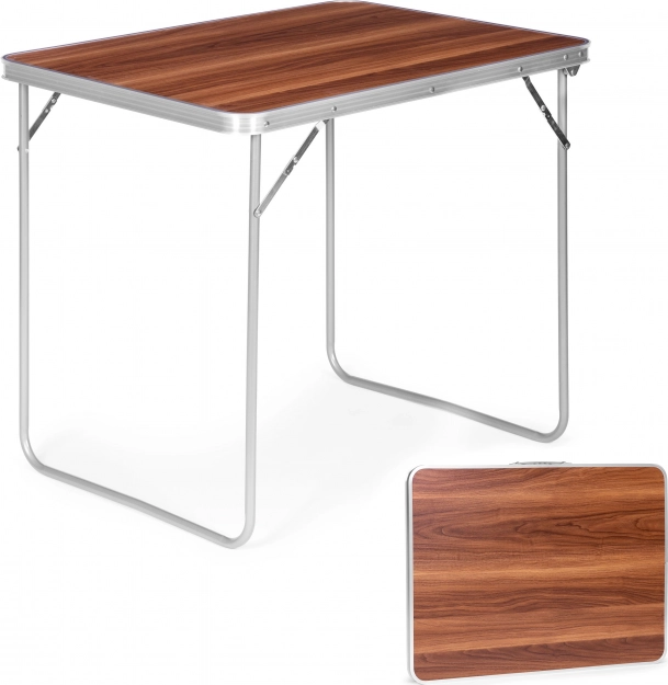 Kokkupandav matkalaud 80 × 60 cm puidumustriga