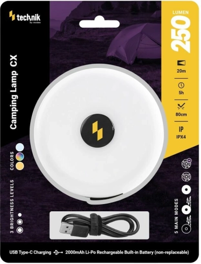 Kämpingulaetav XPG ja 24 LED-iga lamp, USB-C, 250 lm