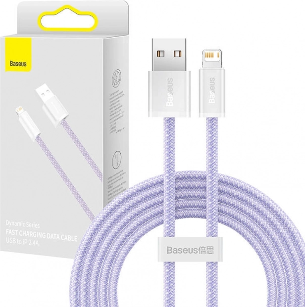 Baseus Dynamic punutud USB–Lightning kaabel 2 m, 2,4 A, lilla