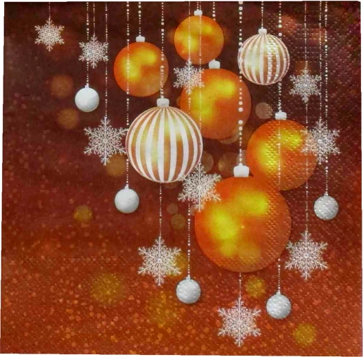 Jõuluservjetid kuldsete kuulidega 33 × 33 cm, 3-kihilised – 1 tk
