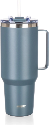 Kahe seinaga termoskruus sangaga 1200 ml TWAIN roostevabast terasest, tumehall