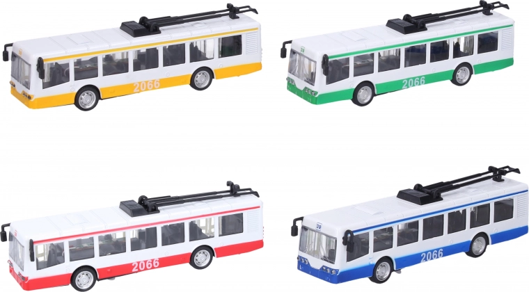 Metallist trollibuss valgus- ja heliefektidega 16 cm
