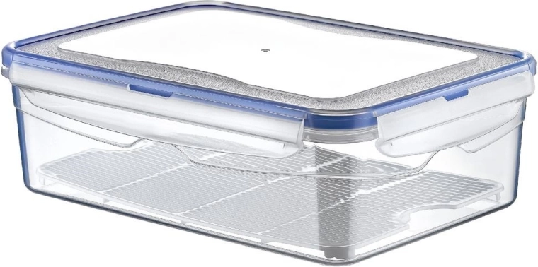 Plastist toidukarp kaane ja tihendiga ning restiga 4,3 l