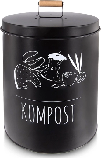 Köögikomposter aktiivsöefiltriga, metallist, must, 8 l
