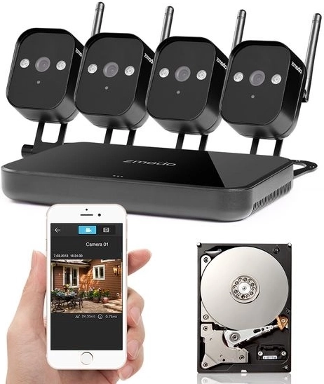 Zmodo 720p Wi‑Fi kaamerasüsteem mini-NVR-i ja 1 TB kettaga (4 kaamerat)