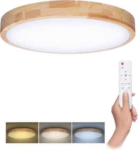 Solight LED lae- ja seinavalgusti Solid Oak kaugjuhtimispuldiga 48 W 39 cm hämardatav CCT