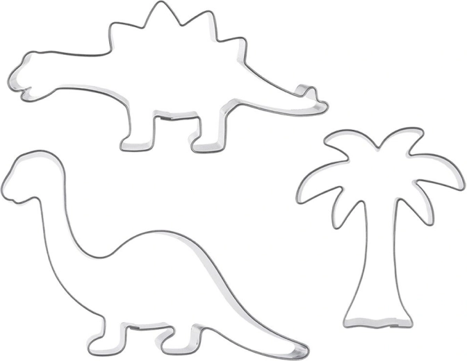 Orioni roostevabast terasest küpsisevormid dinosauruste ja palmiga – 3 tk