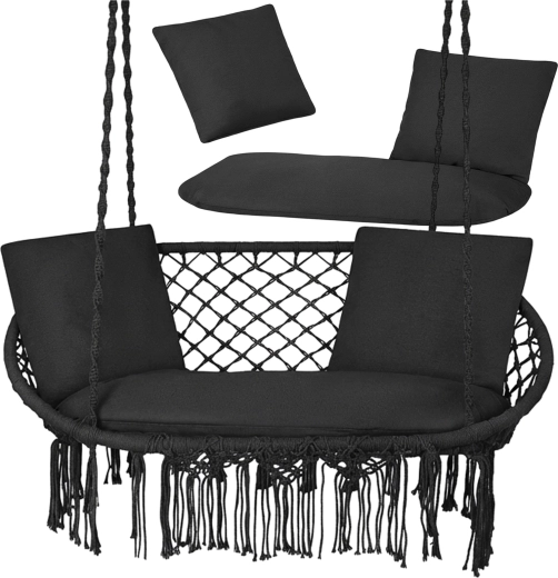 Cushion set for a stork nest garden swing for 2 people Gardlov black