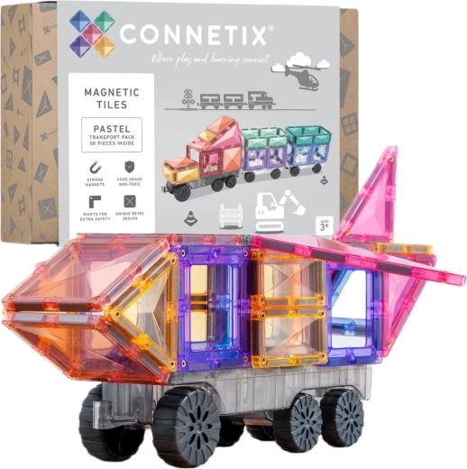 Connetix Pastel Transport Pack magnetilised ehitusklotsid 50 osa