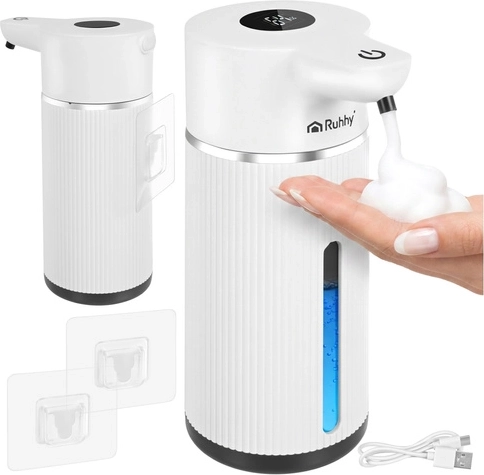 Kontaktivaba seebidosaator 420 ml RUHHY LED-ekraaniga ja USB‑C-ga