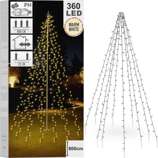 Jõuluketiga valgustus 360 LED-iga mastile