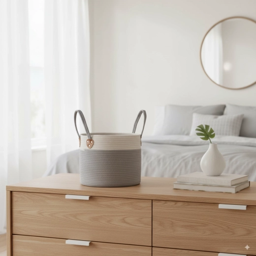 Ümar tekstiilist pesu- ja mänguasjakorv 33 × 27 cm – hall