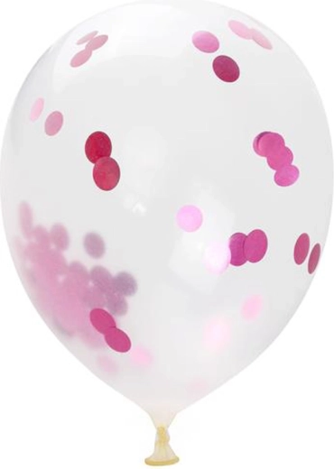 Läbipaistvad õhupallid roosade konfettidega 30 cm (5 tk) TORO