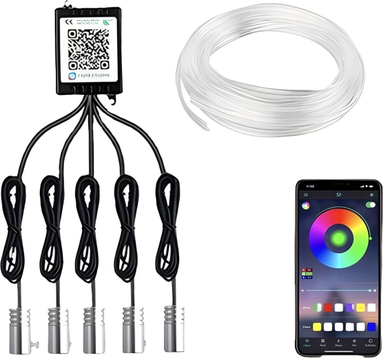 RENEW FORCE ambientne LED RGB auto salongi valgustus 7 m Bluetooth-juhtimisega – 1 tk