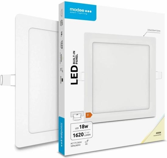 Modee Lighting LED süvistatav ruudukujuline paneel 18 W, neutraalne valge, 1620 lm
