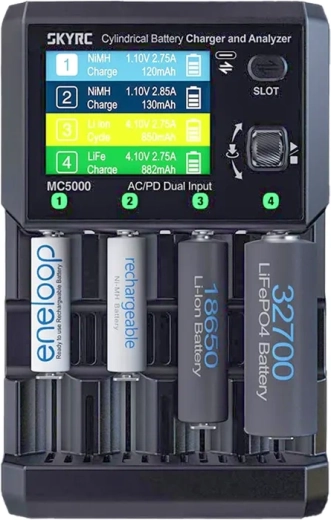 Silindriliste akude laadija ja analüsaator SkyRC MC5000 USB-C-ga