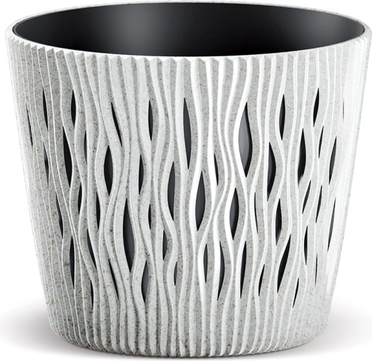 Lillepott Sandy Round Eco Wood 15,8 cm – valge