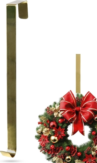 Kuldne metallist uksepealne pärjariiputi, 30 cm