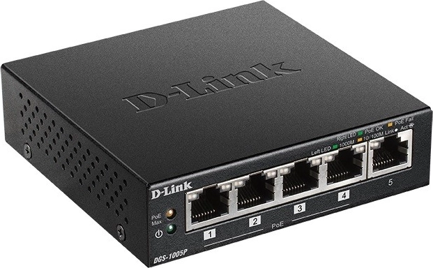 Switch DGS-1005P 5xGbE (4xPoE+ 60W)