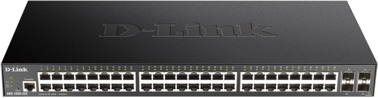 D-Link DGS‑1250-52X gigabitine hallatav switch 48× GE ja 4× SFP+ 10G