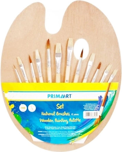 Puidust maalipalett pintslitega