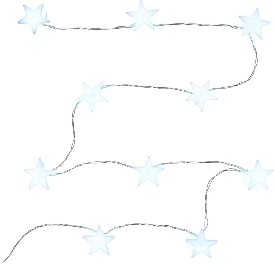 Retlux LED string lights with stars and suction cups, cool white