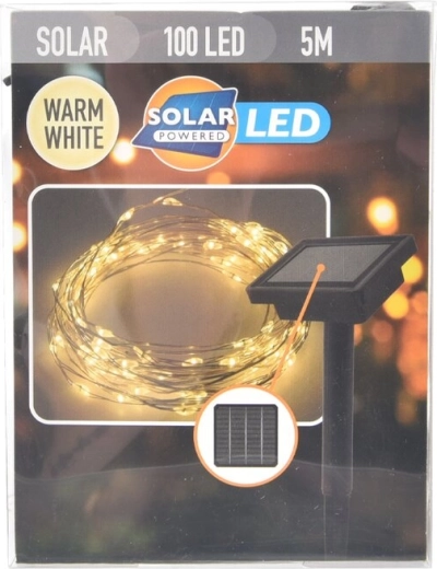 Päikesetoitel LED-valguskett 100 LED-i kollase valgusega