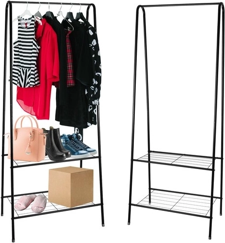 Ruhhy freestanding clothes rack with shoe shelves