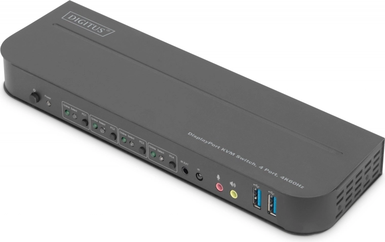 Digitus 4-pordiline KVM-lüliti DisplayPort/HDMI 4K 60 Hz USB ja heliga