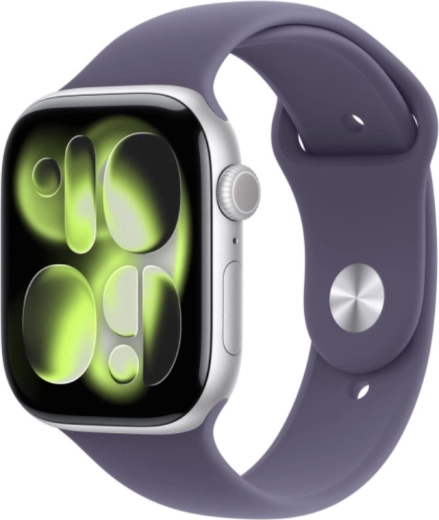 Apple Watch Series 11 GPS + Cellular 46 mm aluminum silver, Sport Band milky purple M/L - 1 piece