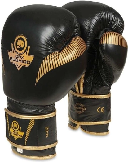 Poksikindad DBX Bushido must-kuldsed – Suurus 1