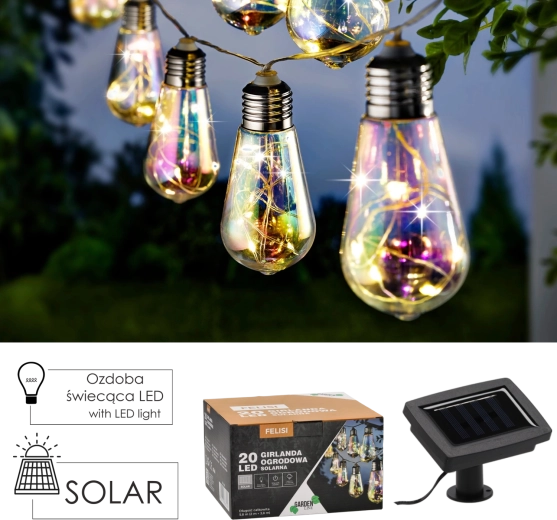 Päikesetoitel aiagiljand FELISI 20 LED, külm valge, 5,8 m
