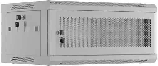 Seinale paigaldatav rack-kapp 19" 4U 600 × 450 perforeeritud uksega, hall