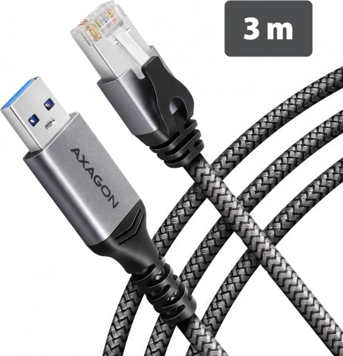 AXAGON Gigabit Etherneti USB-A-adapter integreeritud CAT6 RJ-45 kaabliga, 3 m