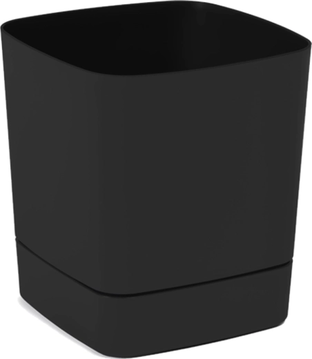 Lillepott alustaldrikuga Clima 16 × 16 cm, must, matt